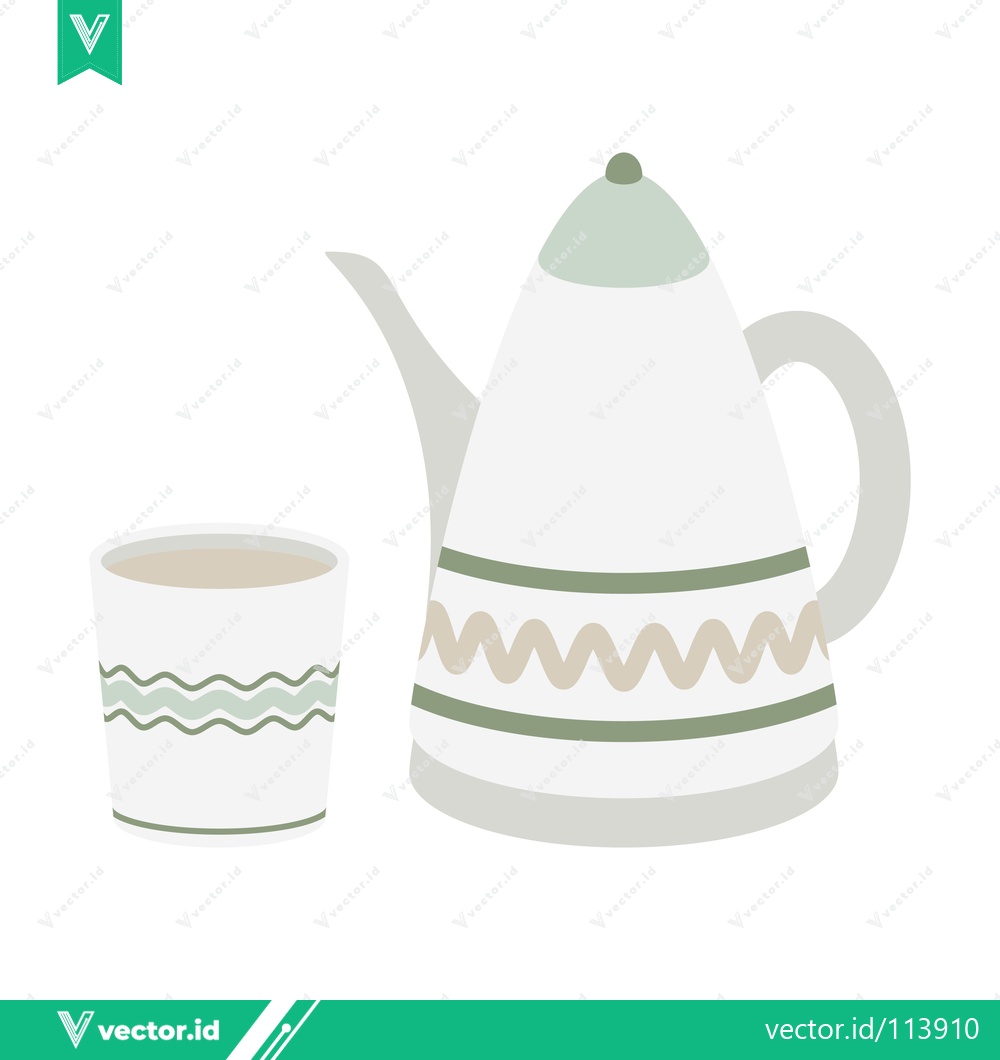 Premium Vector of Minimalist illustration of a teapot and cup with decorative patterns