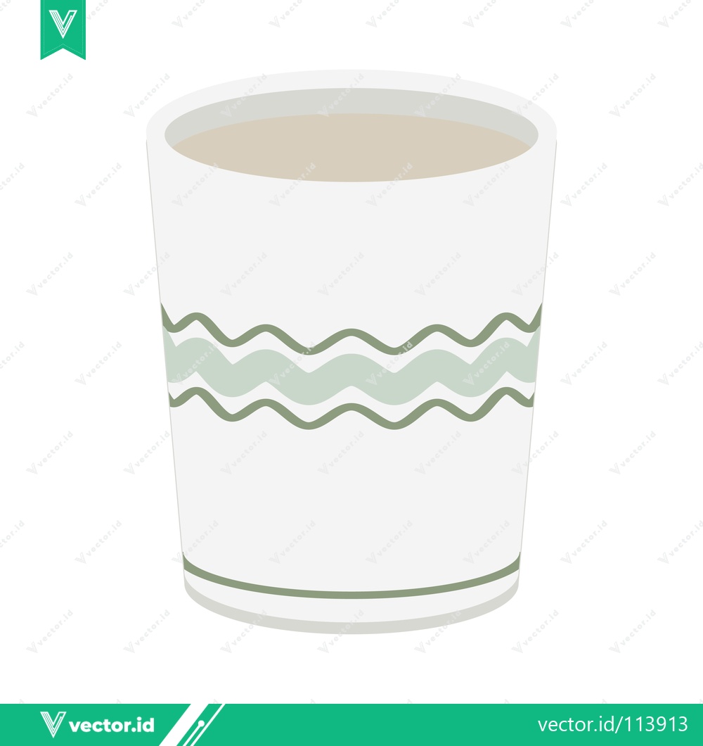 Premium Vector dari Simple White Ceramic Cup with Green Wavy Pattern