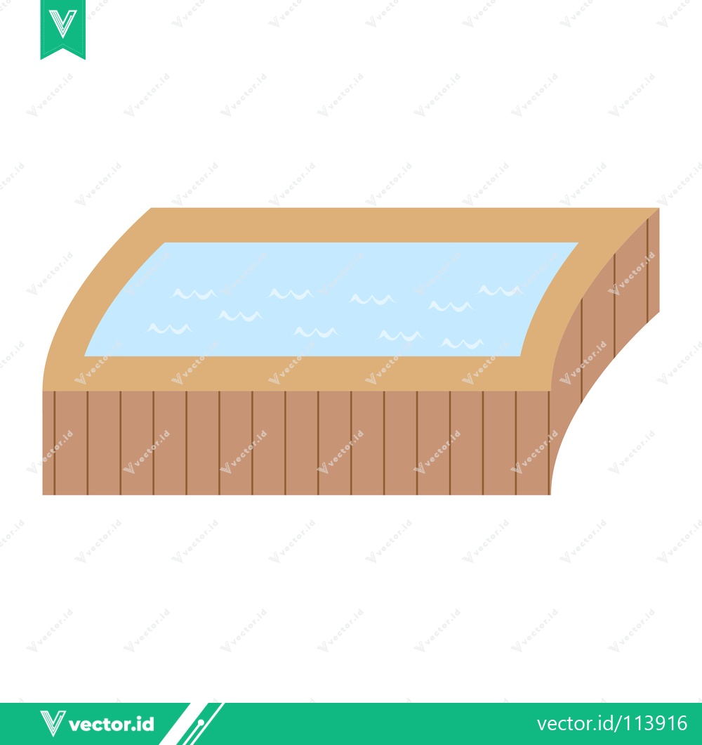 Premium Vector dari Modern Wooden Hot Tub with Bubbling Water