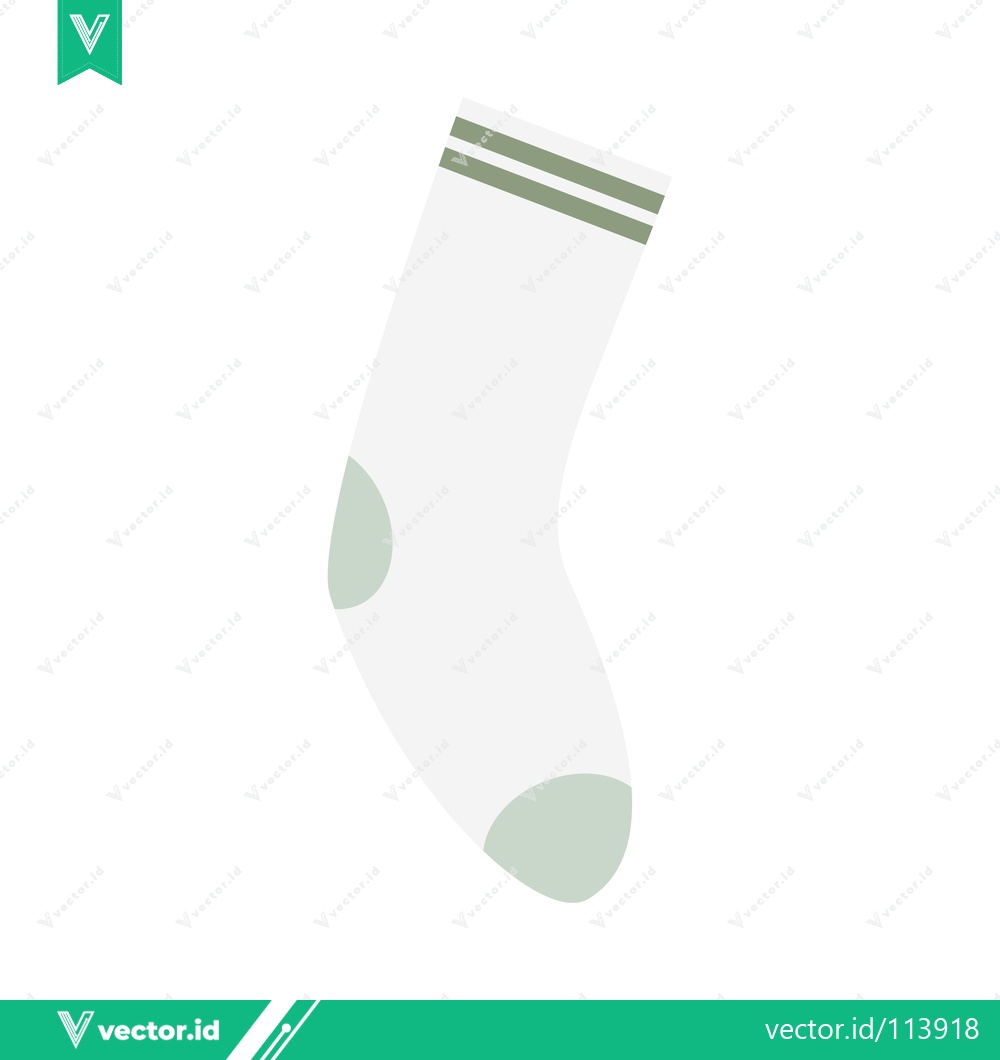 Premium Vector dari Simple White Sock with Green Stripes and Heel Detail