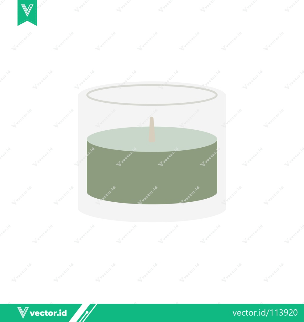 Premium Vector dari Minimalist Green Candle in Glass Holder Isolated on White Background