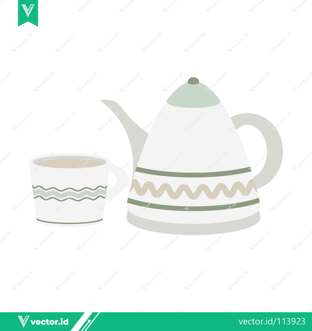 Premium Vector dari Minimalist Teapot and Cup Illustration with Decorative Pattern