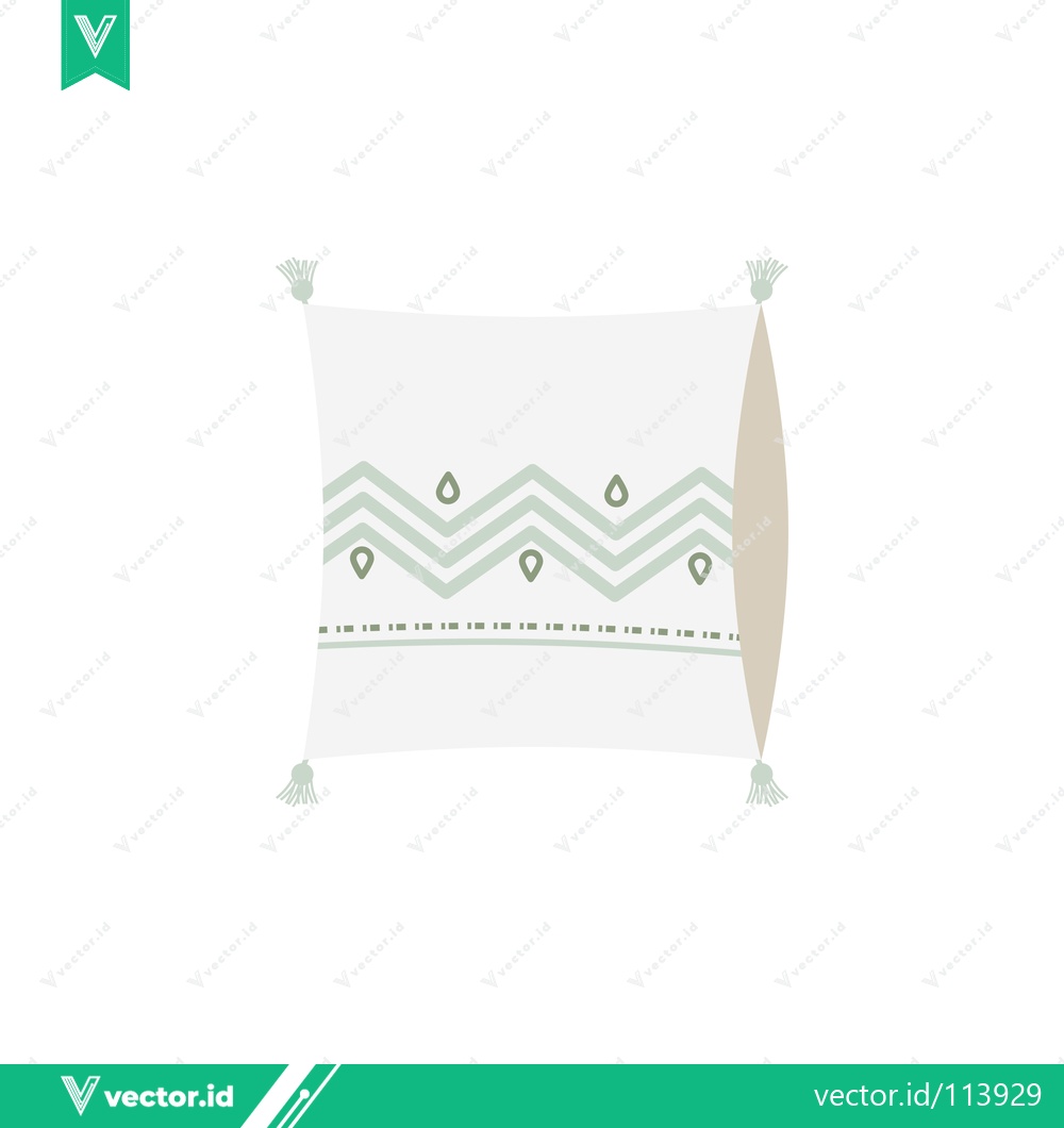 Premium Vector of Decorative Throw Pillow with Geometric Pattern and Tassels