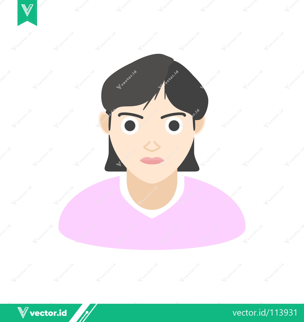 Premium Vector dari Minimalist Avatar of a Young Woman with Short Dark Hair