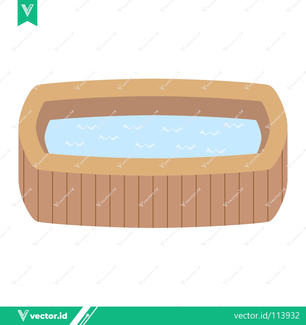 Premium Vector dari Wooden Hot Tub Filled With Blue Water