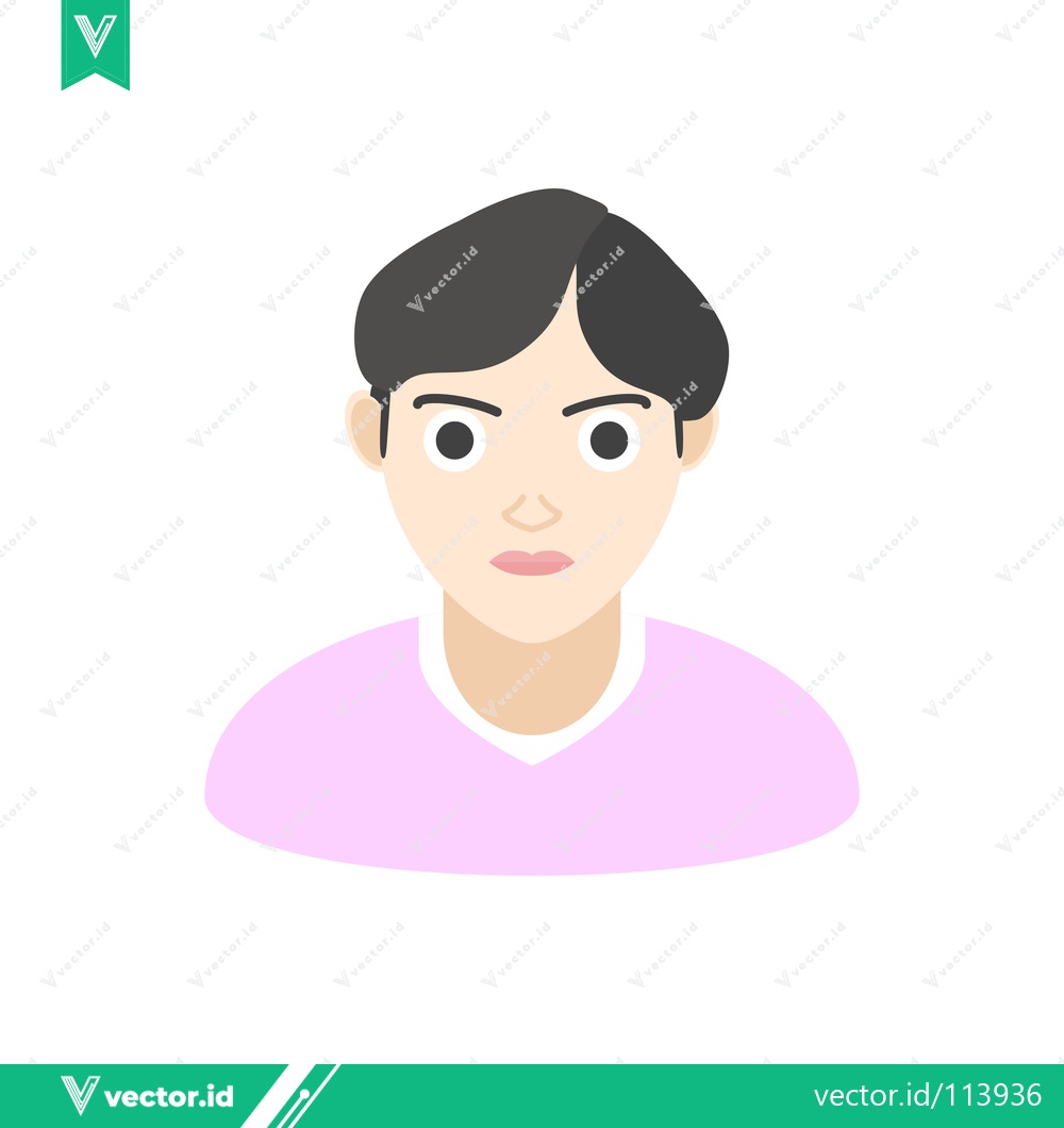 Premium Vector dari Minimalist Avatar of a Young Man with Dark Hair and a Pink Shirt