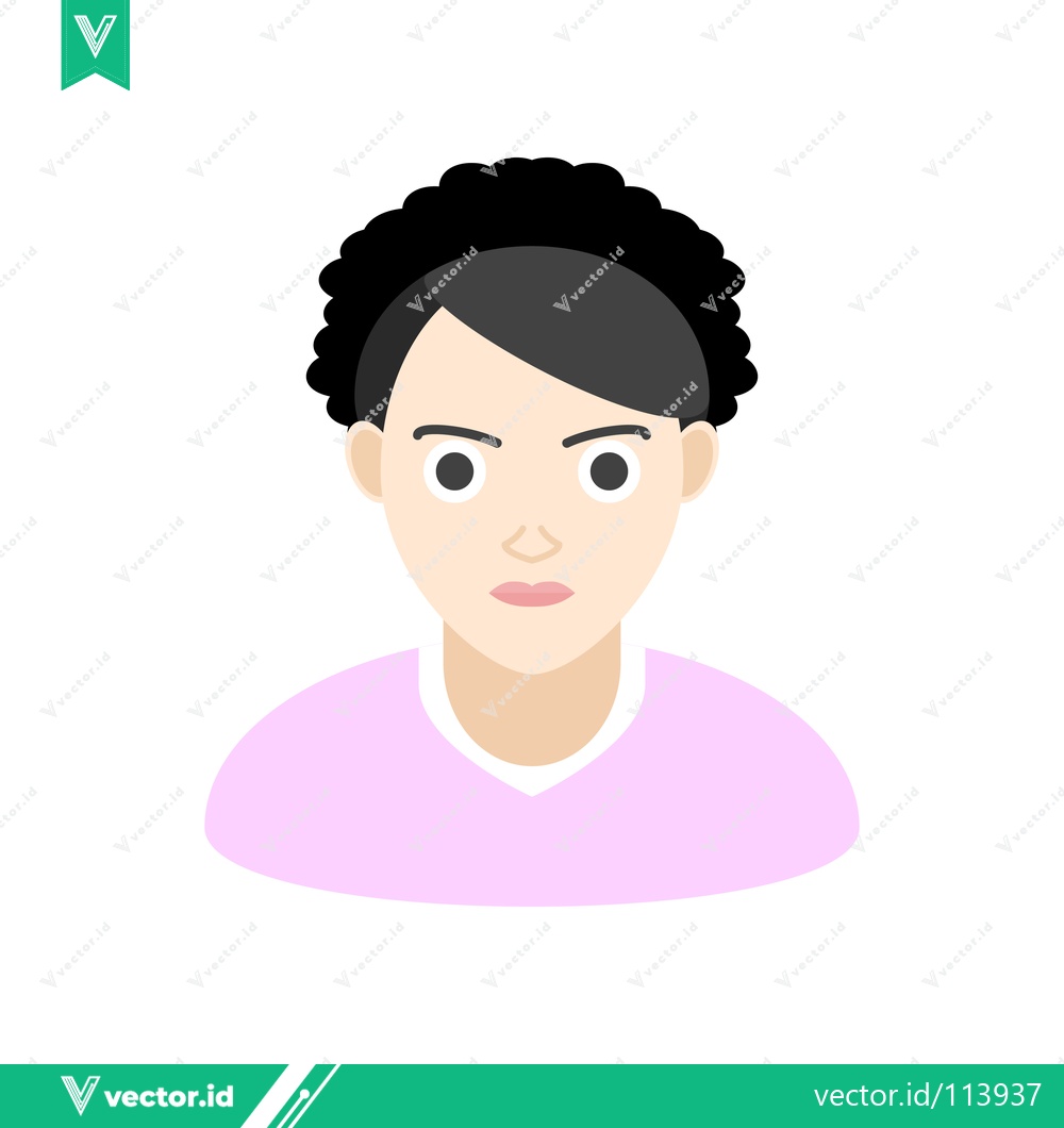 Premium Vector dari Illustration of a person with curly black hair and a pink shirt