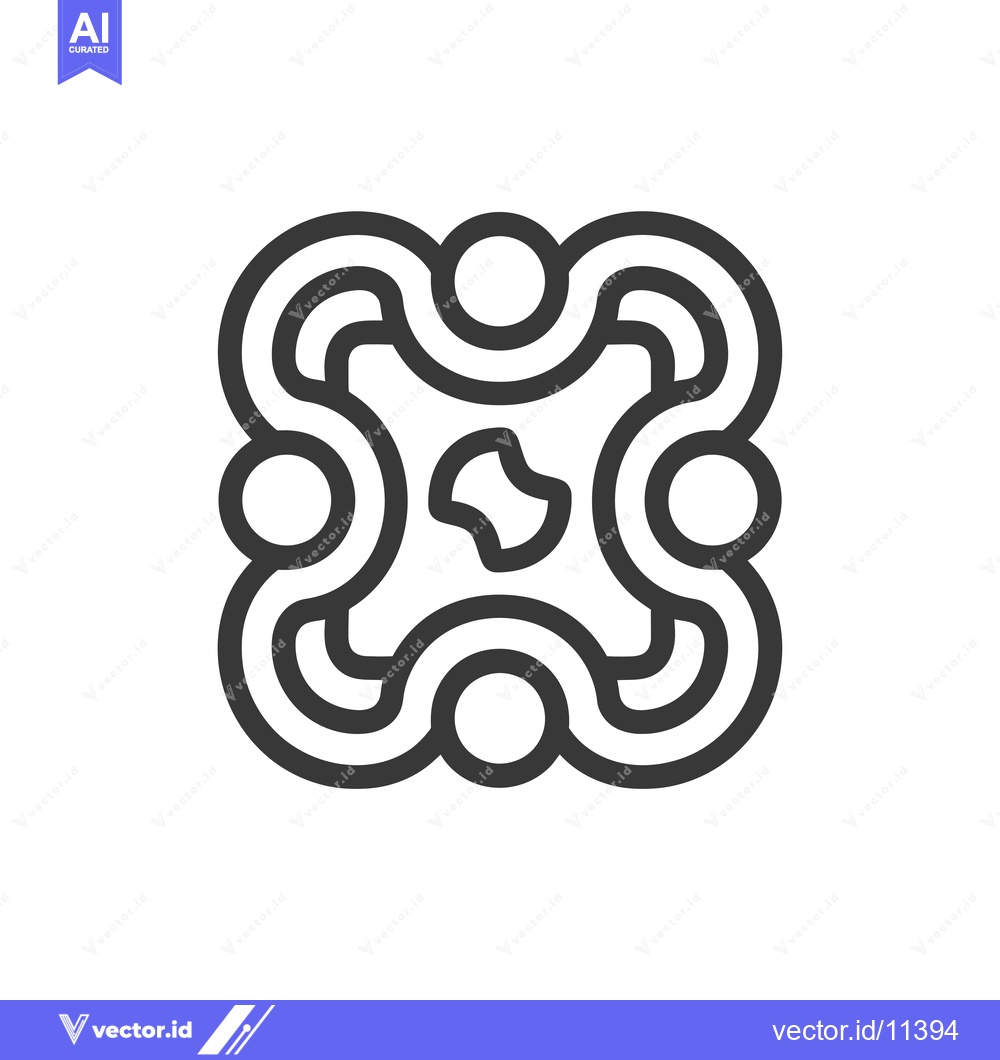 Premium Vector of Abstract Geometric Design with Four Circles and Intertwined Lines