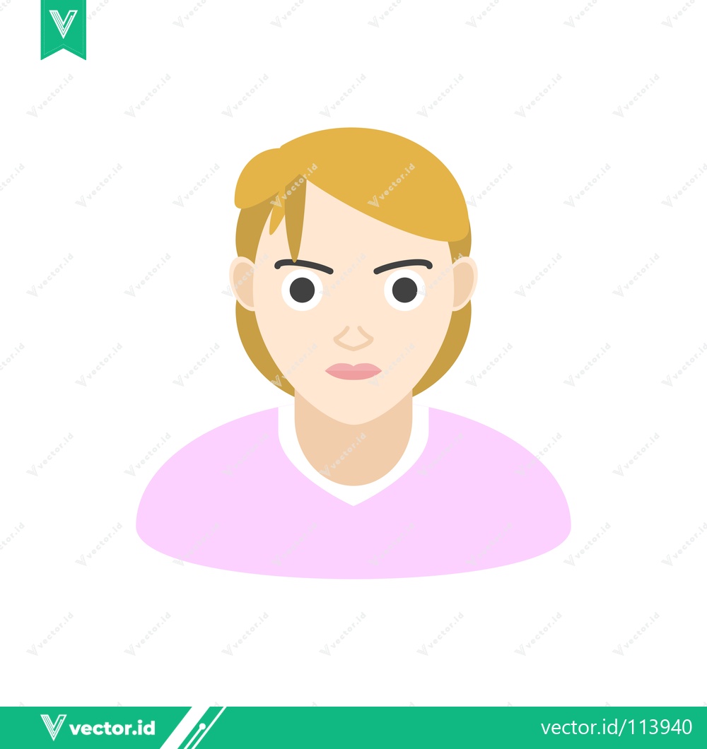 Premium Vector dari Illustration of a woman with short blonde hair and a pink shirt looking serious
