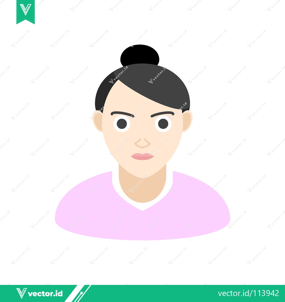 Premium Vector dari Minimalist Avatar of a Woman with Dark Hair in a Bun