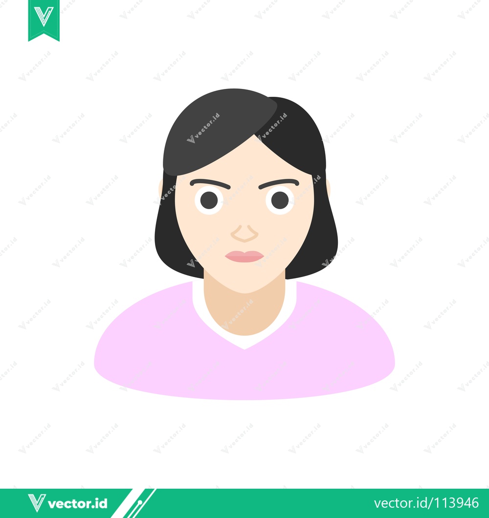 Premium Vector dari Minimalist Flat Icon of a Young Woman with Short Black Hair