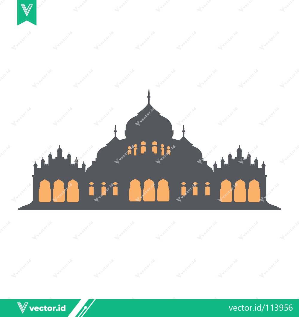 Premium Vector dari Silhouette of a Grand Mosque with Illuminated Windows