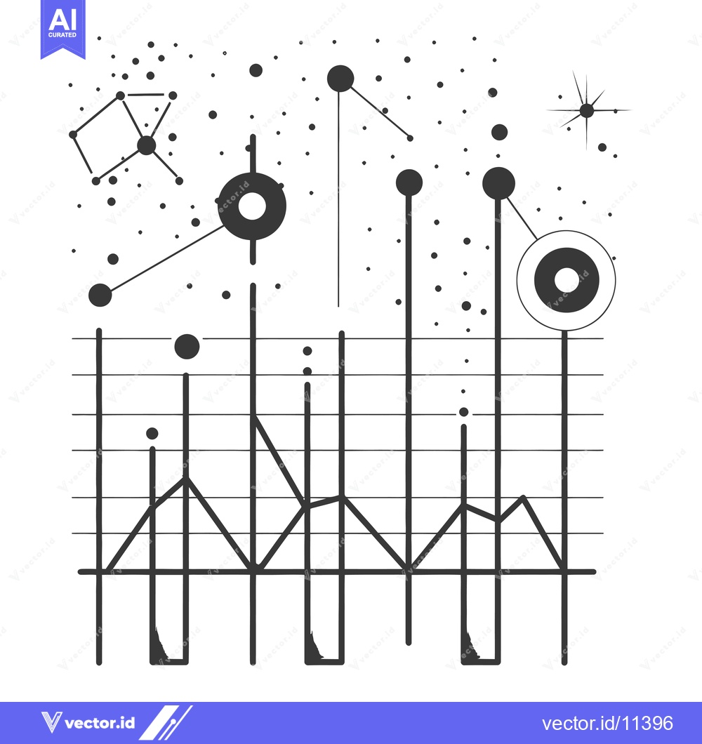 Premium Vector dari Abstract Geometric Design with Graph and Scattered Circles