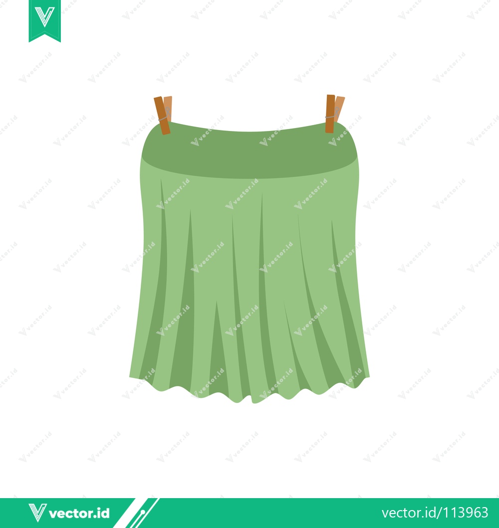 Premium Vector dari Green Skirt Drying on Clothesline