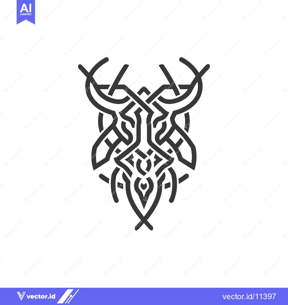Premium Vector of Abstract Geometric Design with Horns and a Central Point