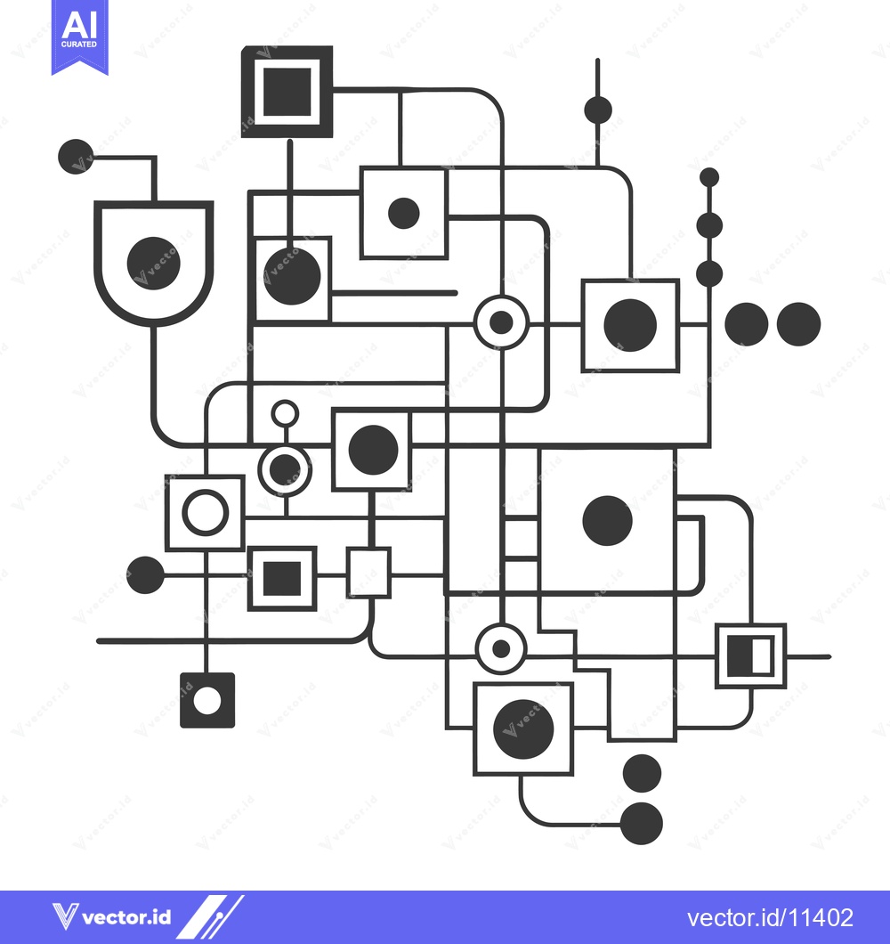 Premium Vector dari Abstract geometric design with interconnected circles and squares