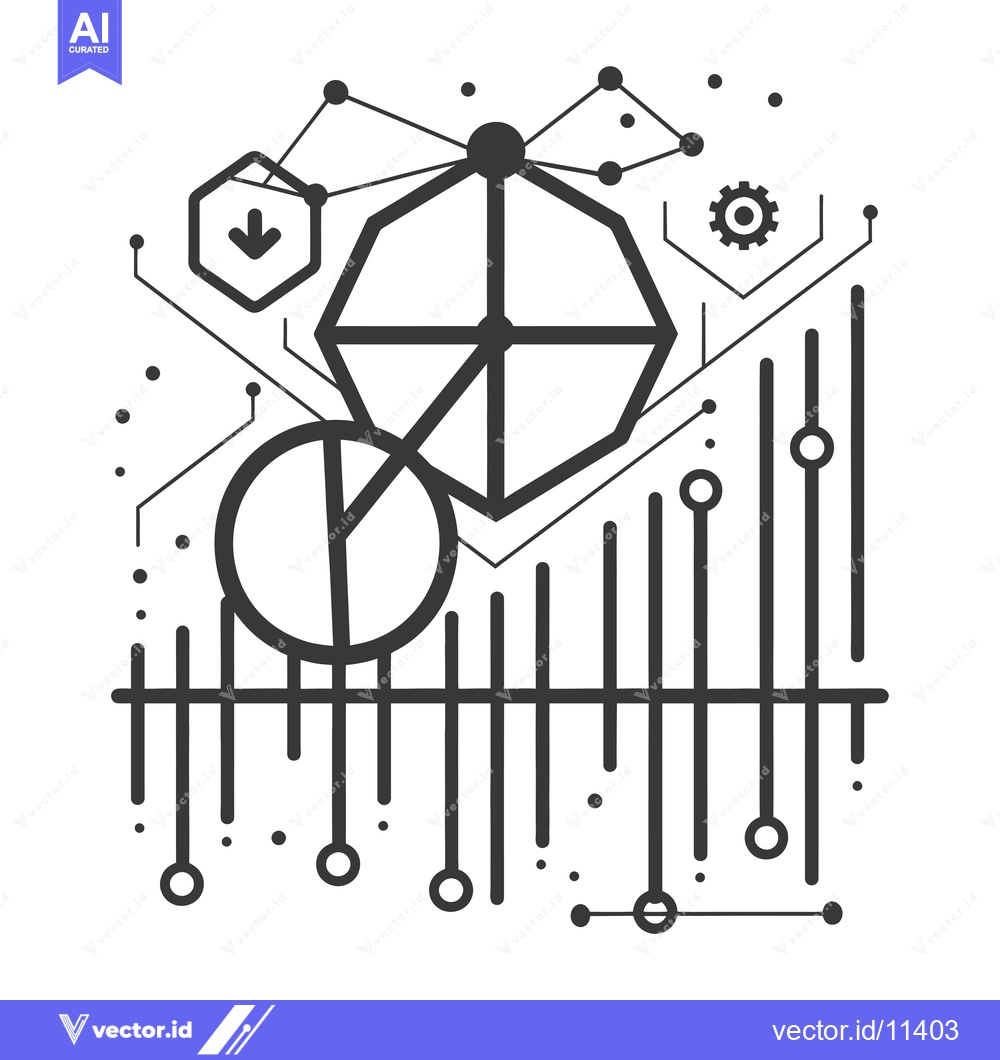 Premium Vector of Abstract Geometric Design with Interconnected Shapes and Lines