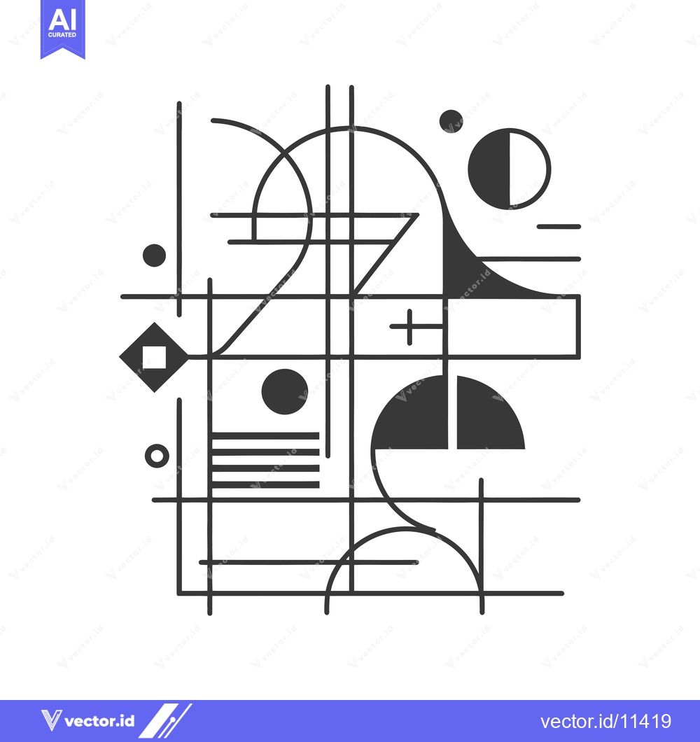 Premium Vector of Abstract geometric design with lines, circles, and squares