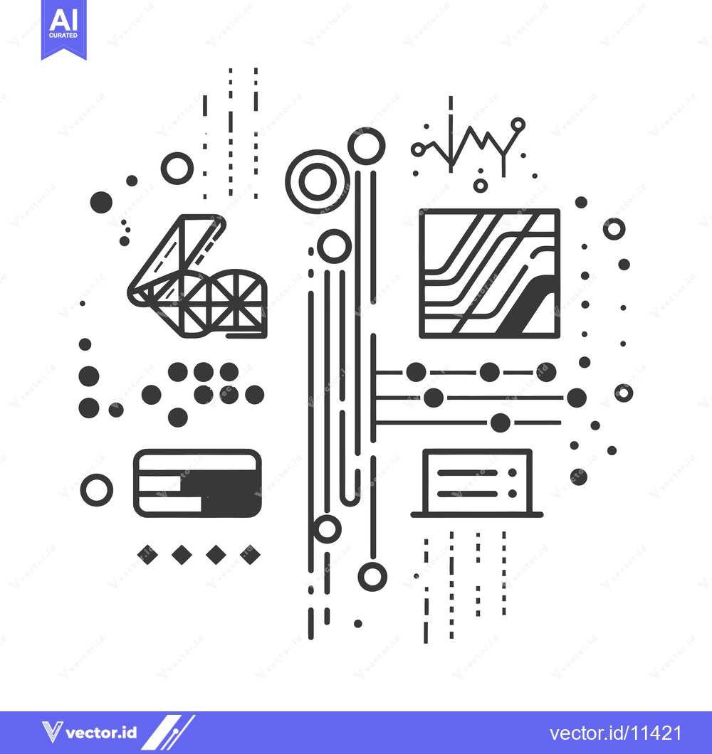 Premium Vector of Abstract Geometric Design with Lines, Circles, and Squares