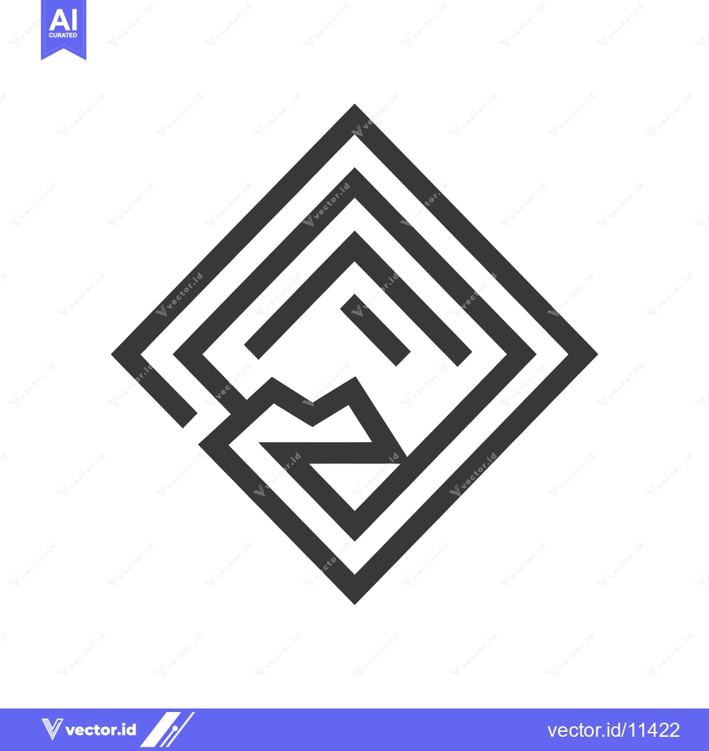 Premium Vector dari Abstract Geometric Design with Mountains Inside a Square Frame