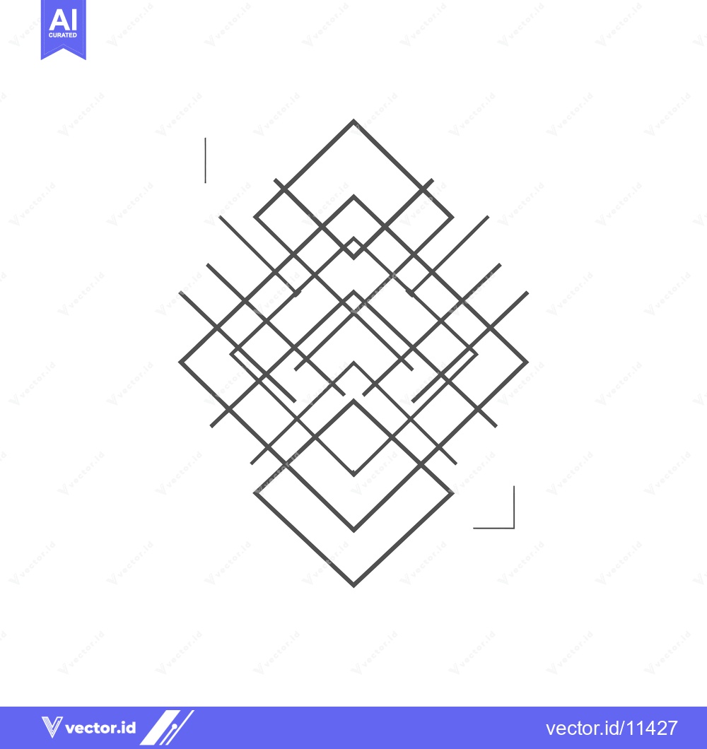 Premium Vector of Abstract geometric design with overlapping squares and lines