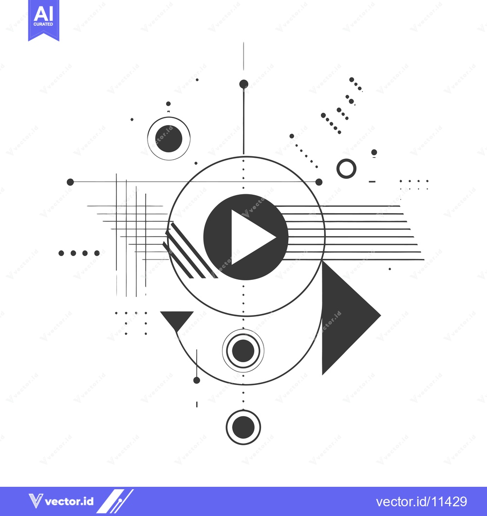Premium Vector dari Abstract Geometric Design with Play Button and Circles