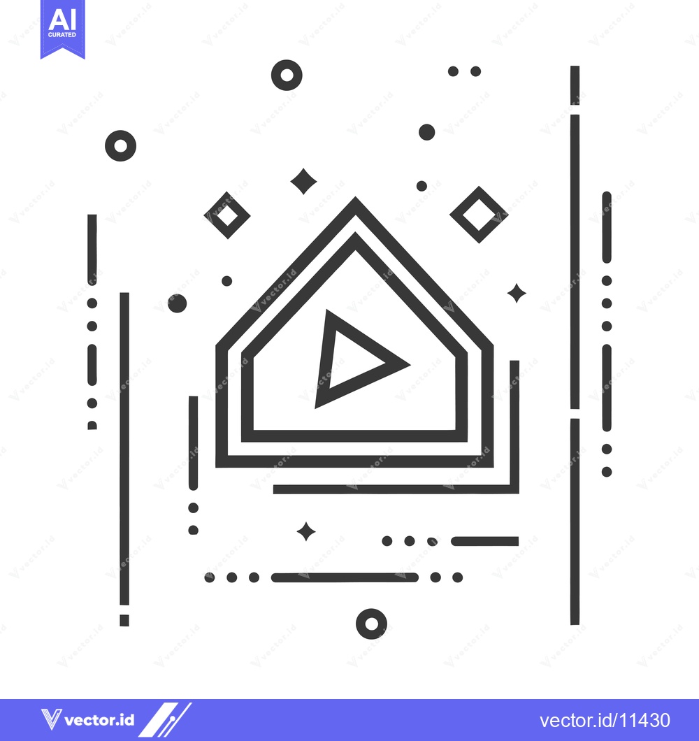 Premium Vector dari Abstract geometric design with play button inside a house shape