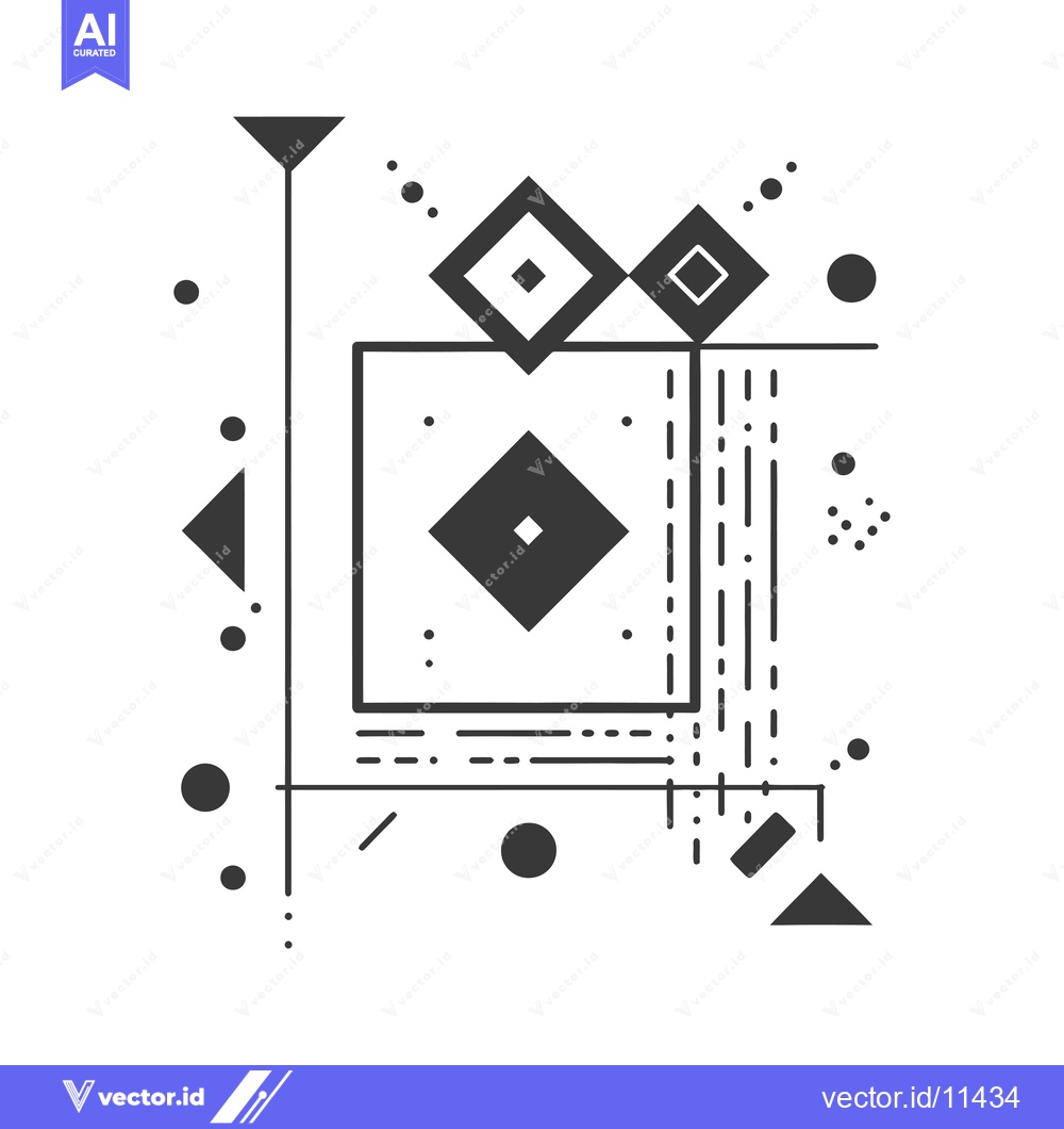 Premium Vector of Abstract Geometric Design with Squares, Circles, and Lines