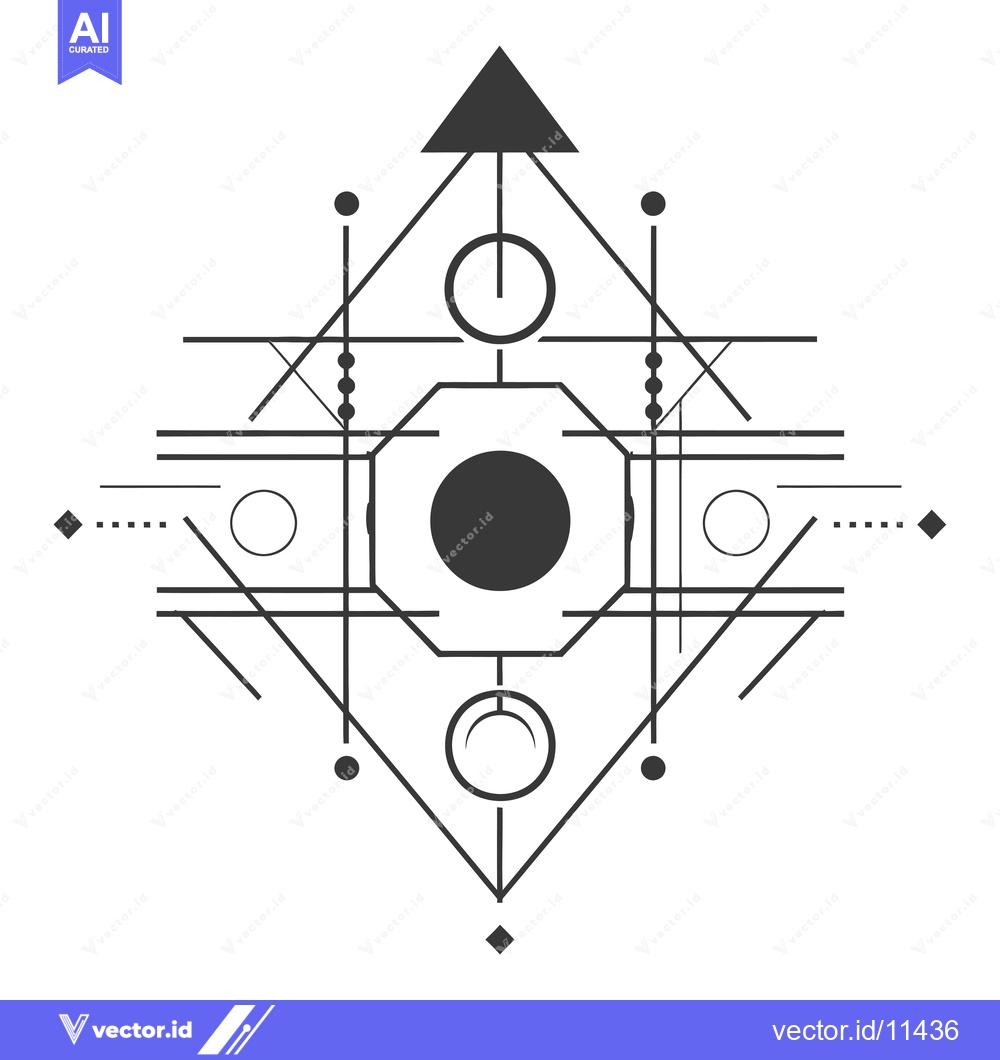 Premium Vector of Abstract Geometric Design with Triangle, Circles, and Lines