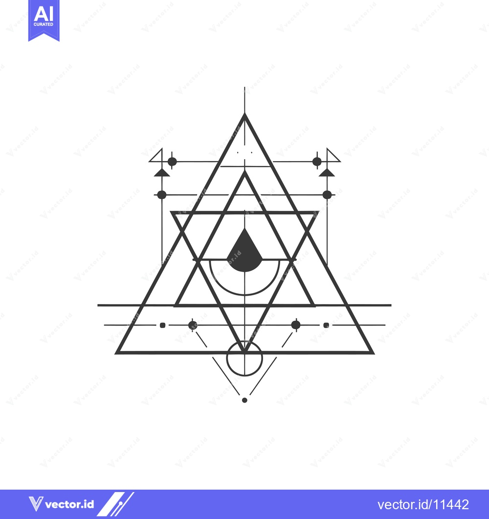 Premium Vector of Abstract Geometric Design with Triangles, Circles, and Dots