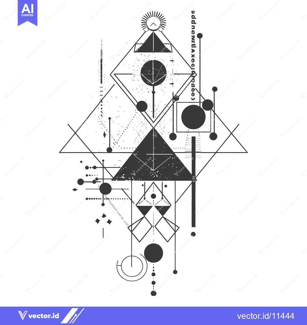 Premium Vector of Abstract Geometric Design with Triangles, Circles, and Lines