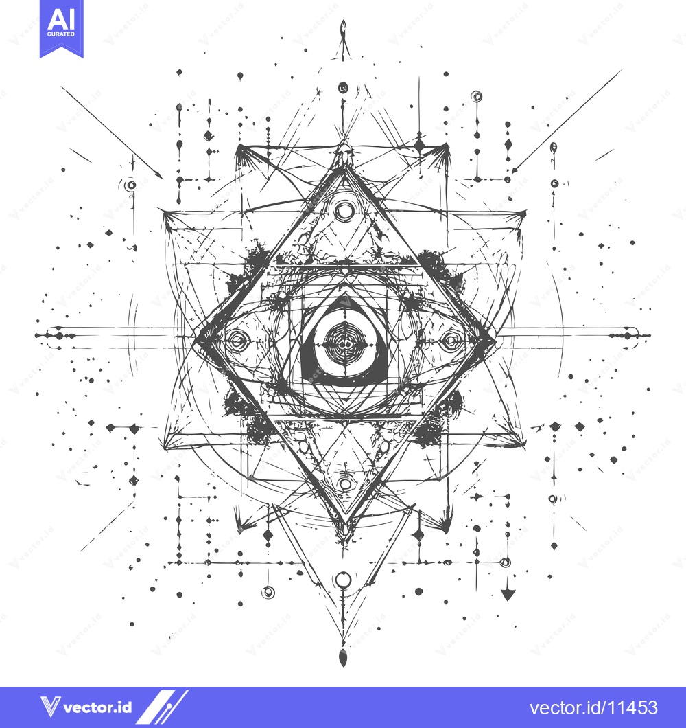 Premium Vector dari Abstract Geometric Eye Symbol with Interlocking Lines and Shapes