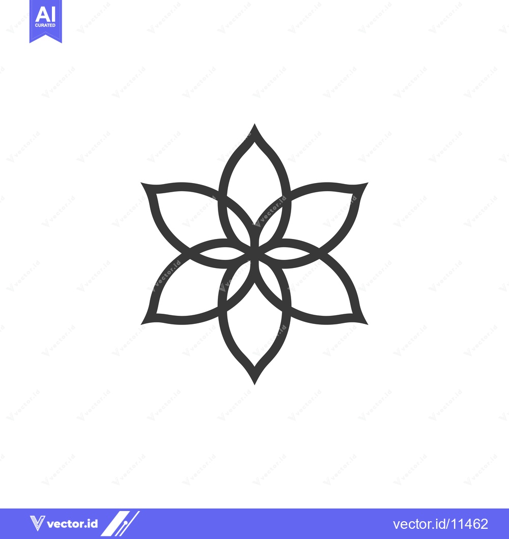 Premium Vector dari Abstract Geometric Flower with Six Petals and a Central Circle