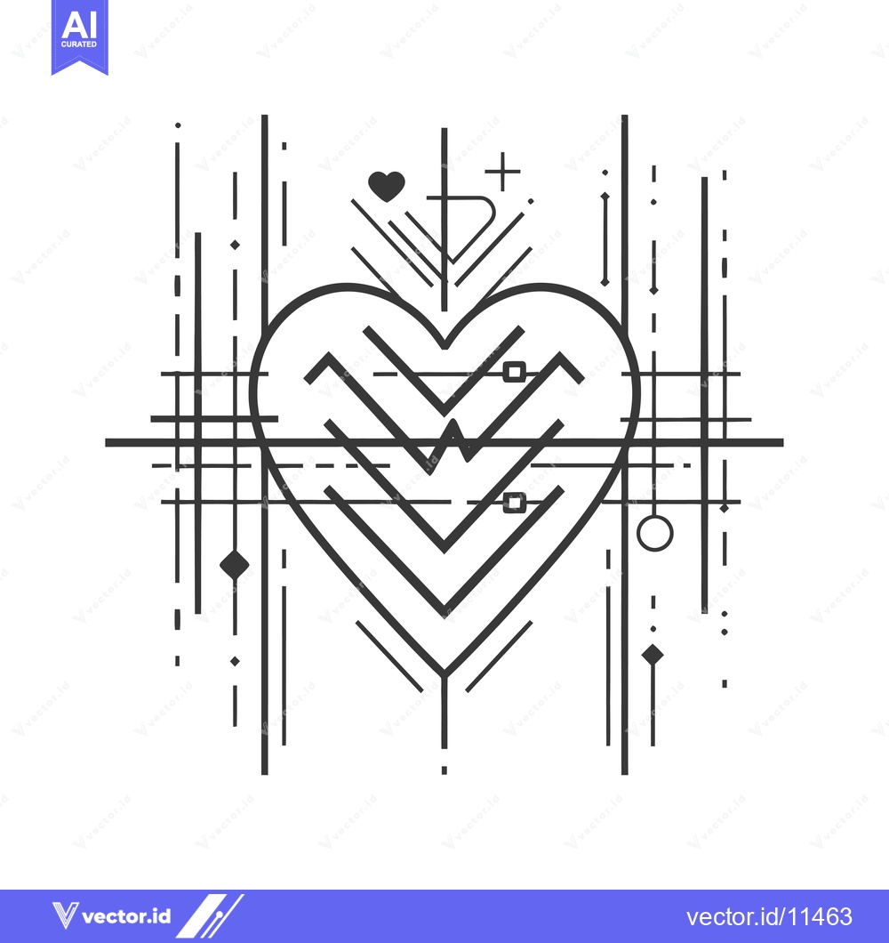 Premium Vector dari Abstract Geometric Heart Design with Lines and Shapes