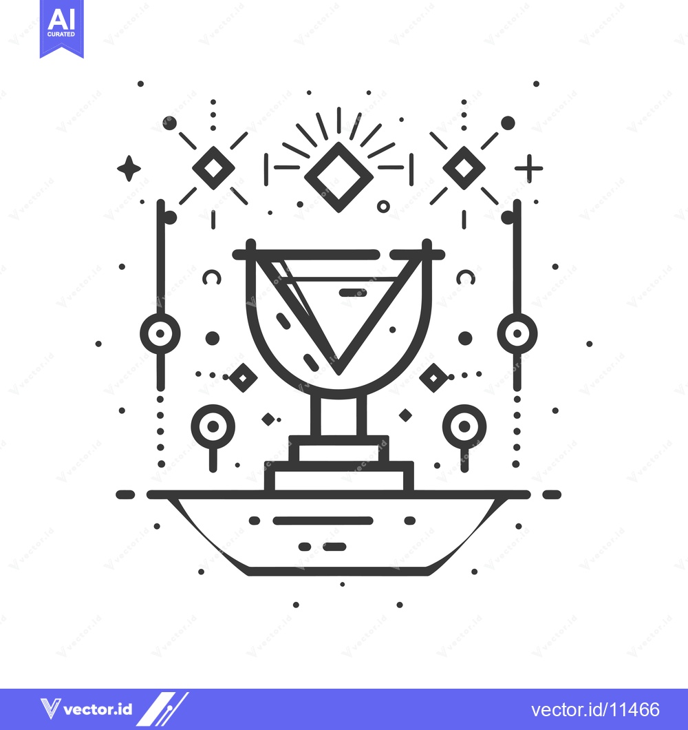 Premium Vector of Abstract Geometric Illustration of a Chalice on a Platform with Geomet