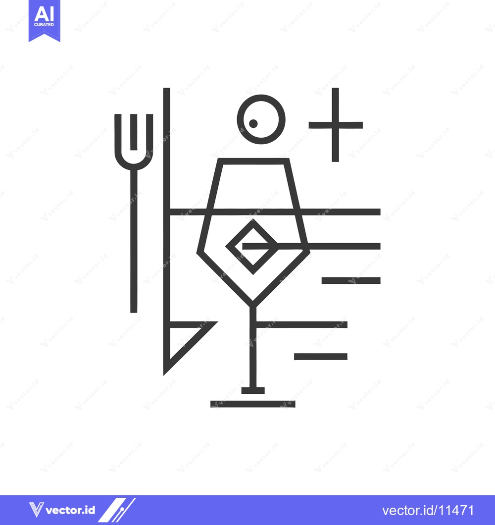 Premium Vector of Abstract Geometric Illustration of a Wine Glass, Fork, and Cross