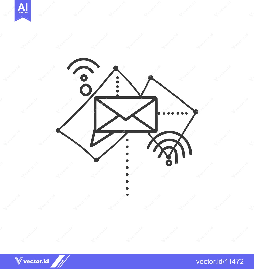 Premium Vector dari Abstract Geometric Illustration of Email Communication and Wi-Fi Signa