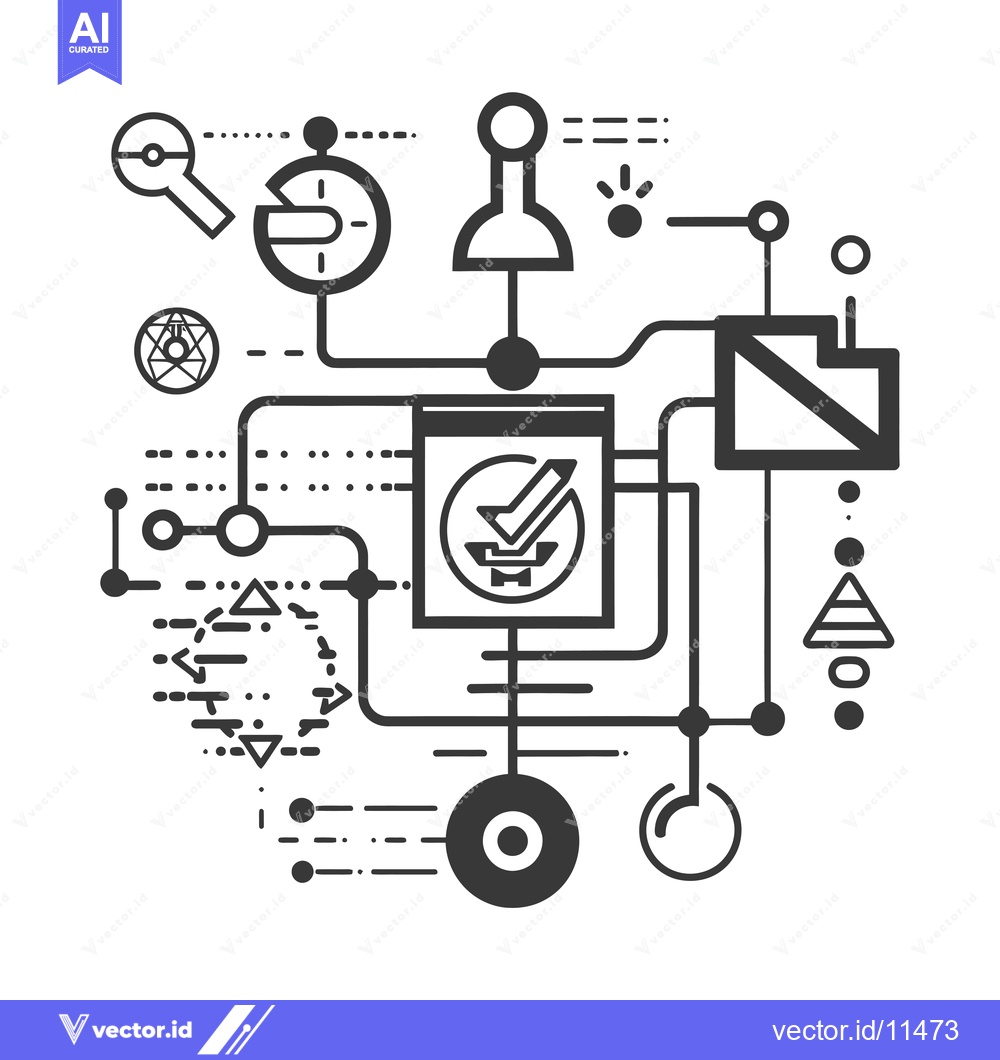 Premium Vector dari Abstract Geometric Illustration of Interconnected Elements with a Chec