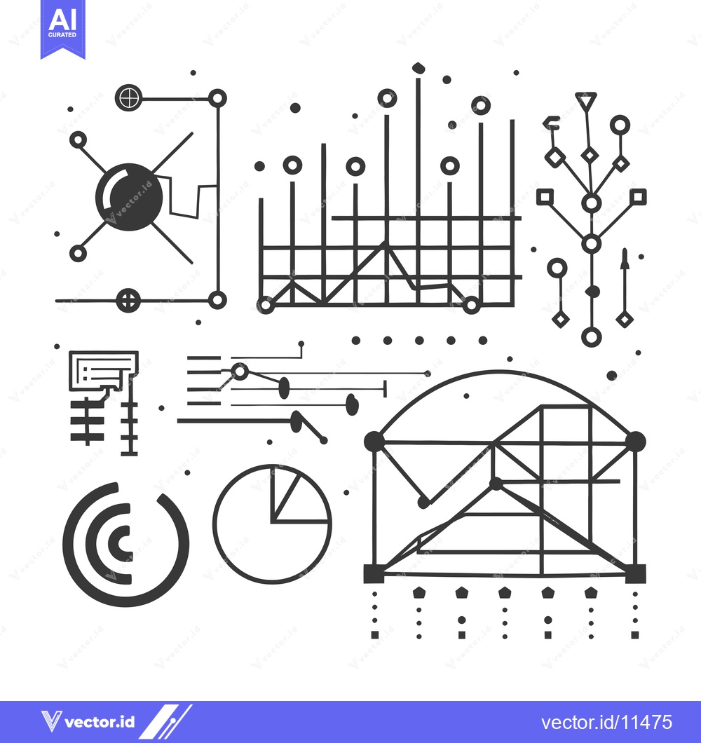 Premium Vector of Abstract Geometric Illustration with Various Shapes and Lines