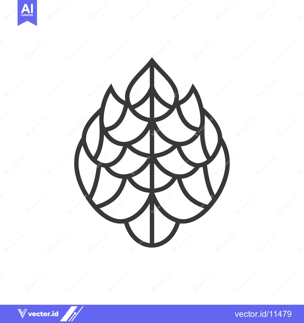 Premium Vector of Abstract Geometric Leaf with Scalloped Design