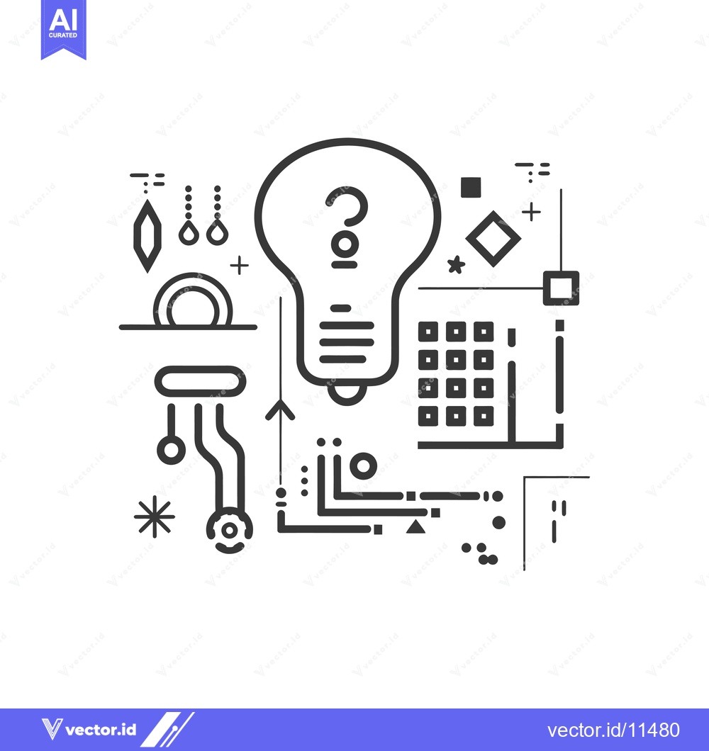 Premium Vector dari Abstract Geometric Lightbulb Illustration with Question Mark
