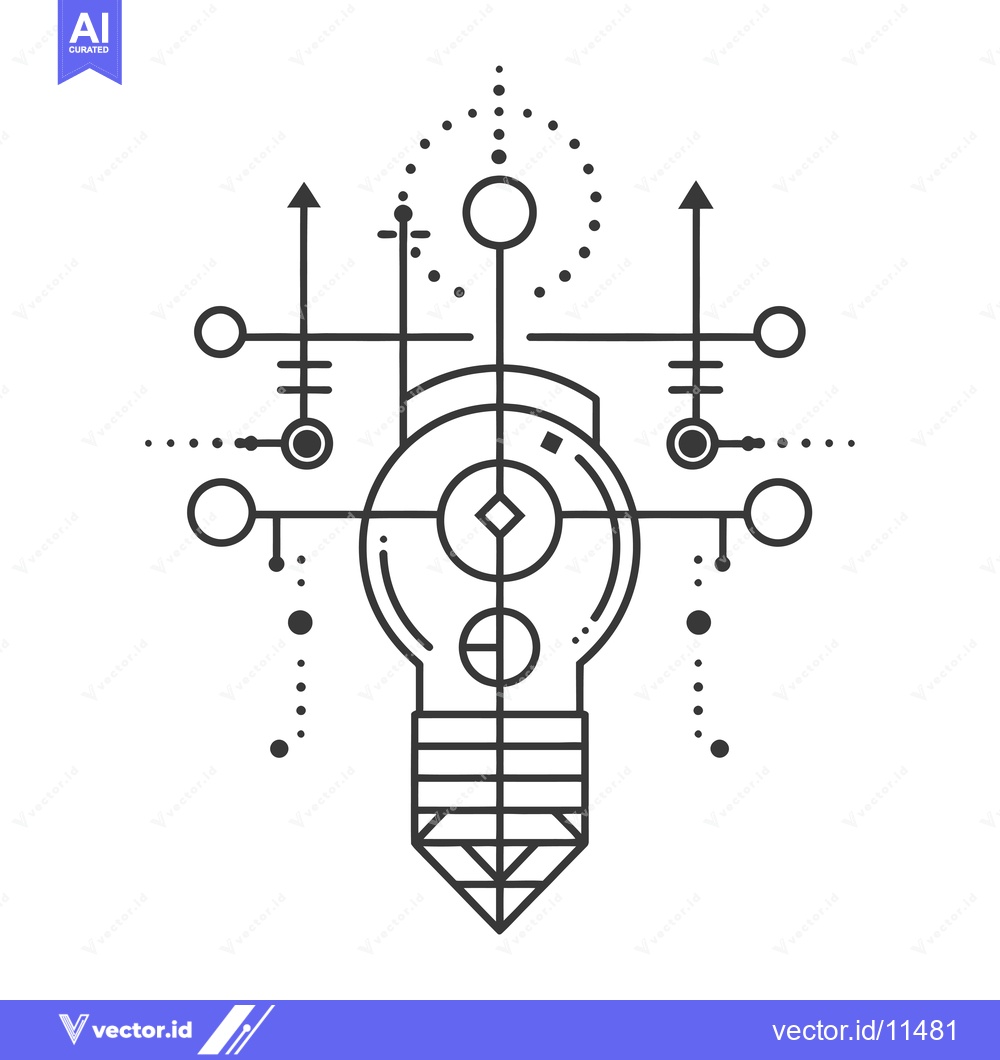 Premium Vector dari Abstract Geometric Light Bulb with Dotted and Linear Patterns