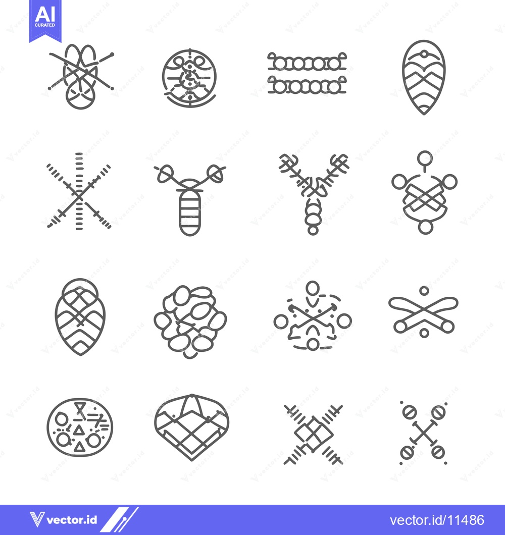 Premium Vector dari Abstract Geometric Line Art Icon Set
