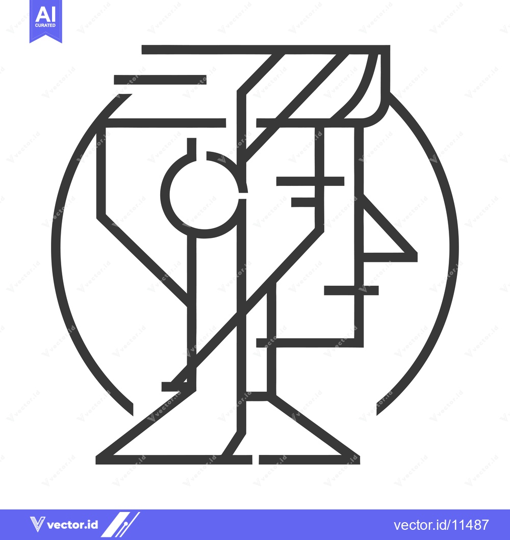 Premium Vector of Abstract geometric line art illustration of a stylized face