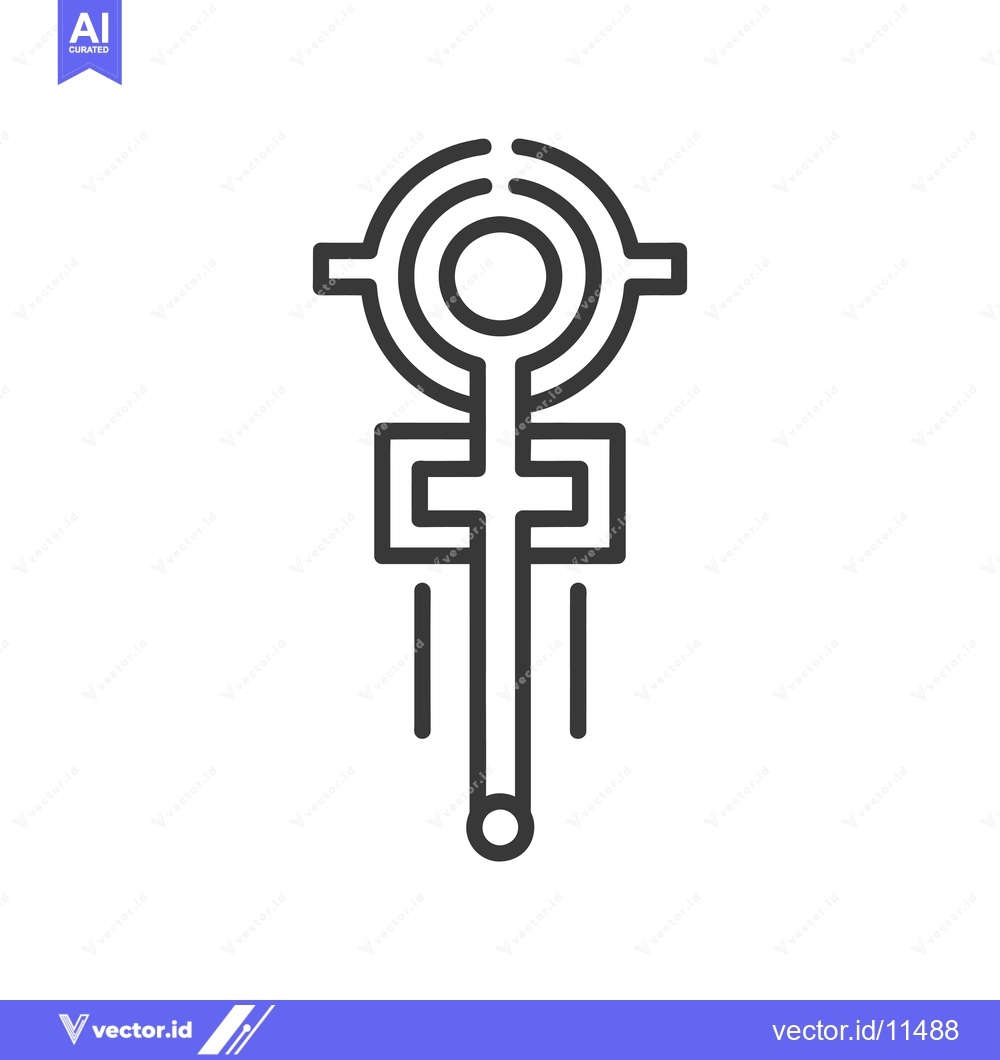 Premium Vector dari Abstract geometric line art key symbol with circular elements