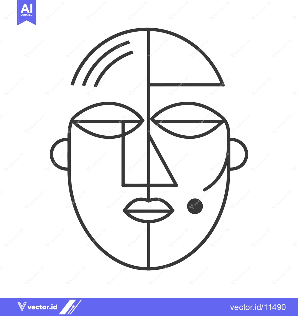 Premium Vector of Abstract Geometric Line Art Portrait of a Face
