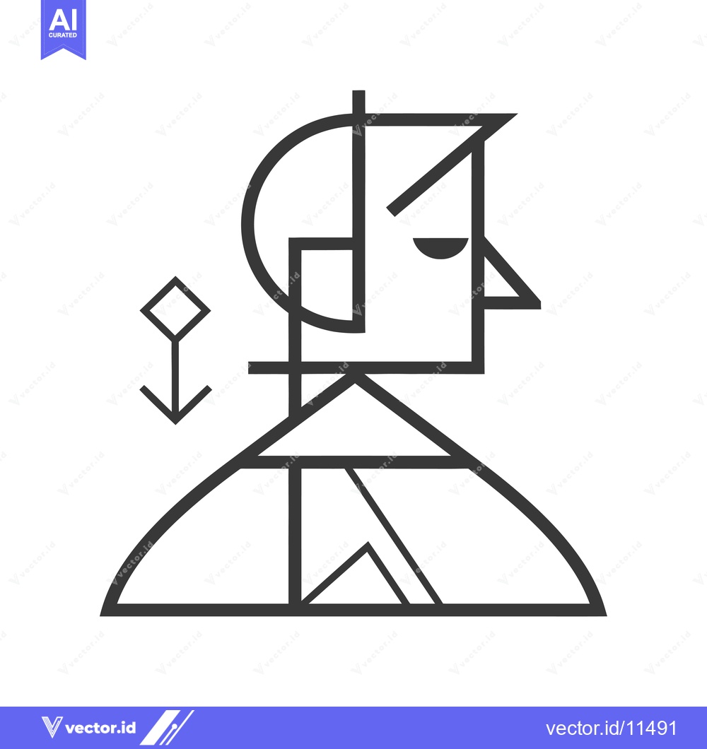 Premium Vector dari Abstract Geometric Line Art Portrait of a Person with a Symbol