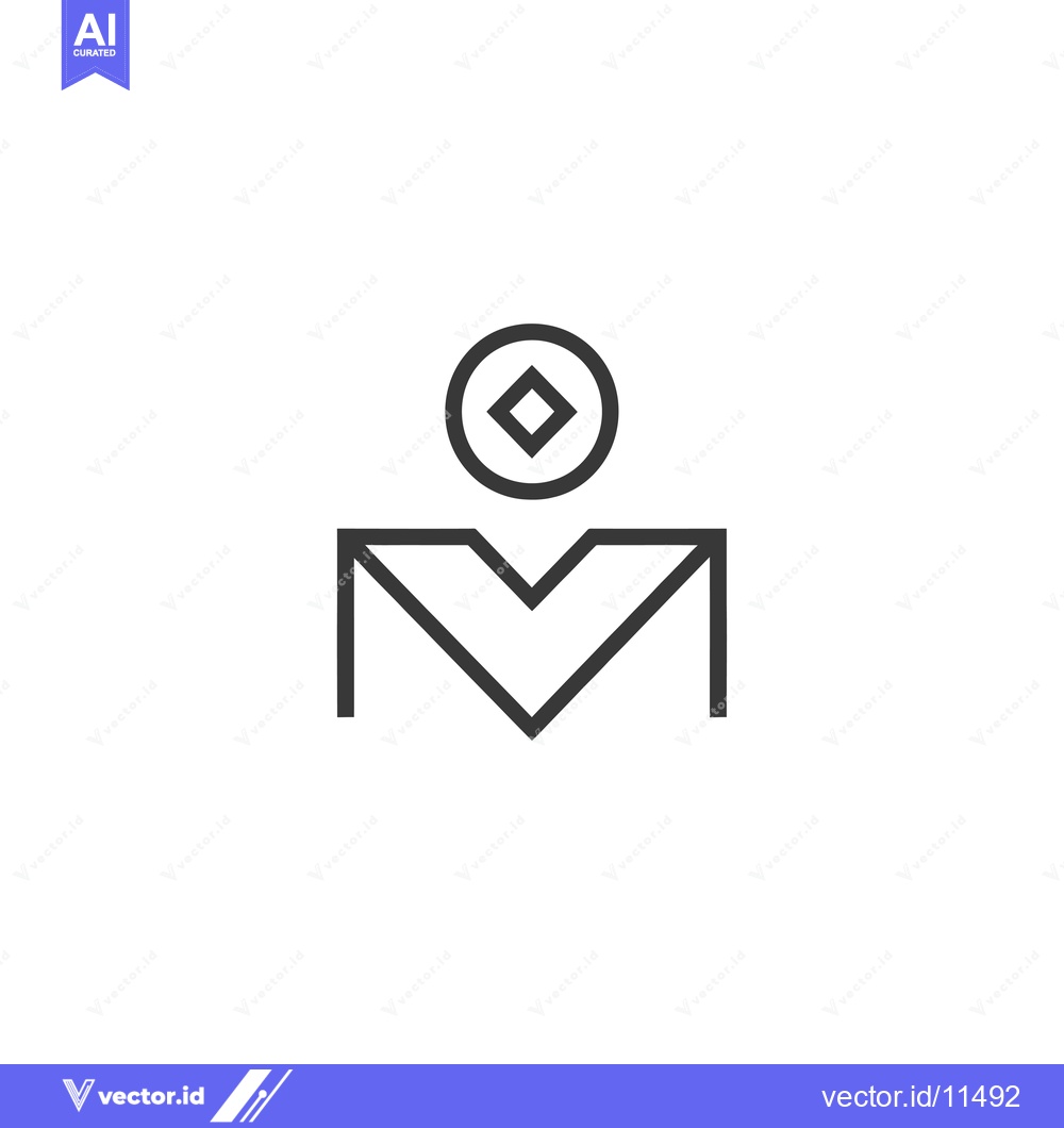 Premium Vector of Abstract Geometric Line Art Symbol With Circular Head and Diamond