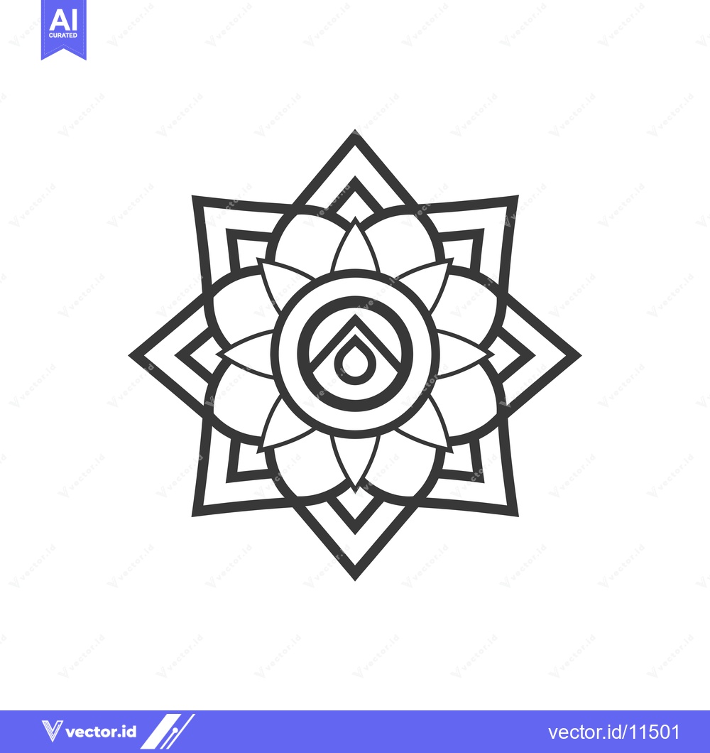 Premium Vector dari Abstract Geometric Mandala with Central Arrow and Flower Design