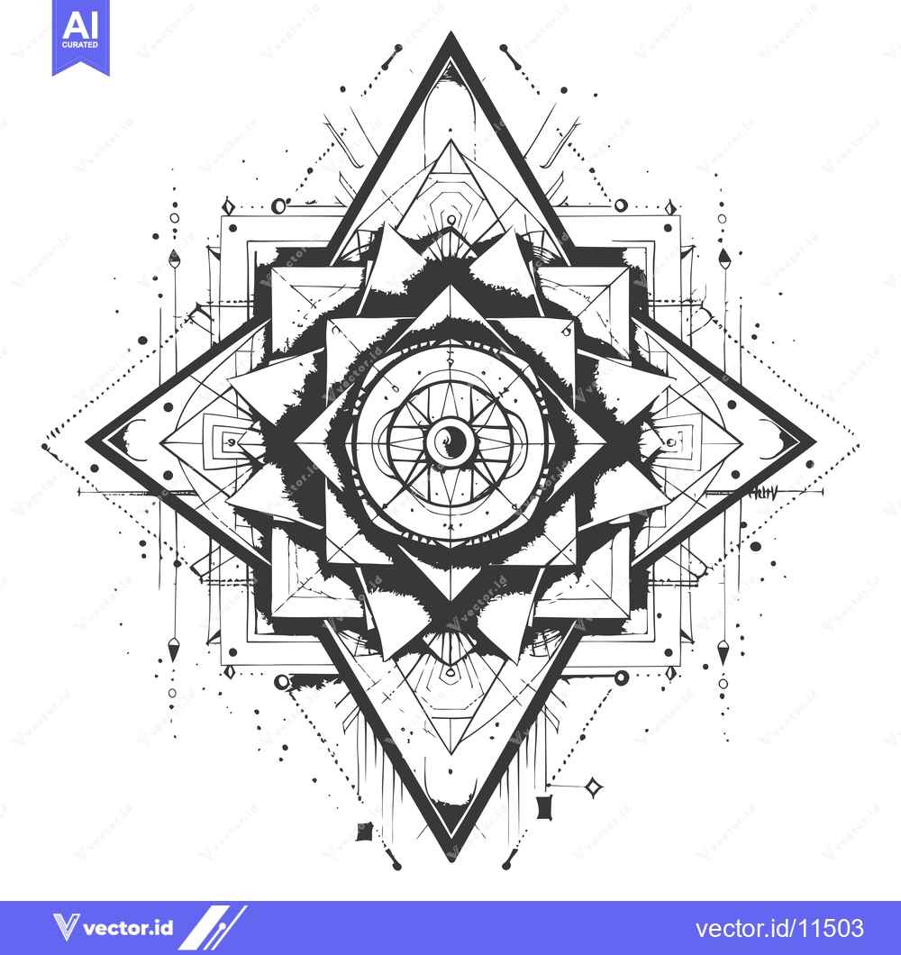 Premium Vector dari Abstract Geometric Mandala with Central Eye Symbol